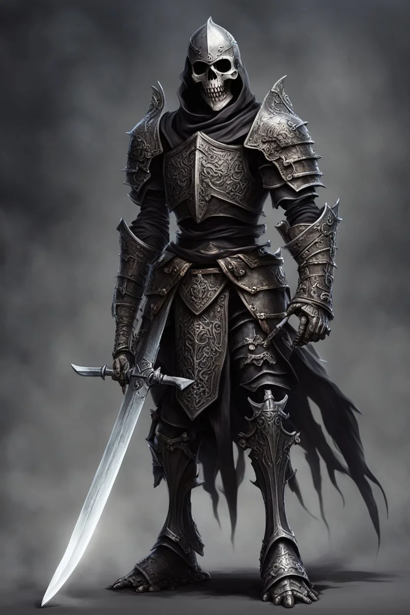 dark age armored skeleton knight with sword