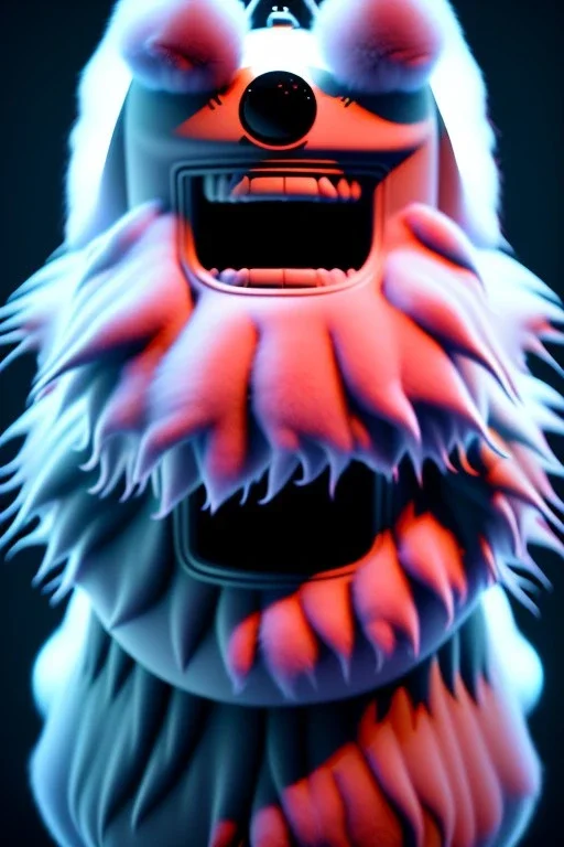 Big furry monster, smile, happy, gradient color fog. highly detailed, concept art, unreal engine 5, ray tracing, RTX, lumen lighting, ultra detail, volumetric lighting, 3d, finely drawn, high definition, high resolution.