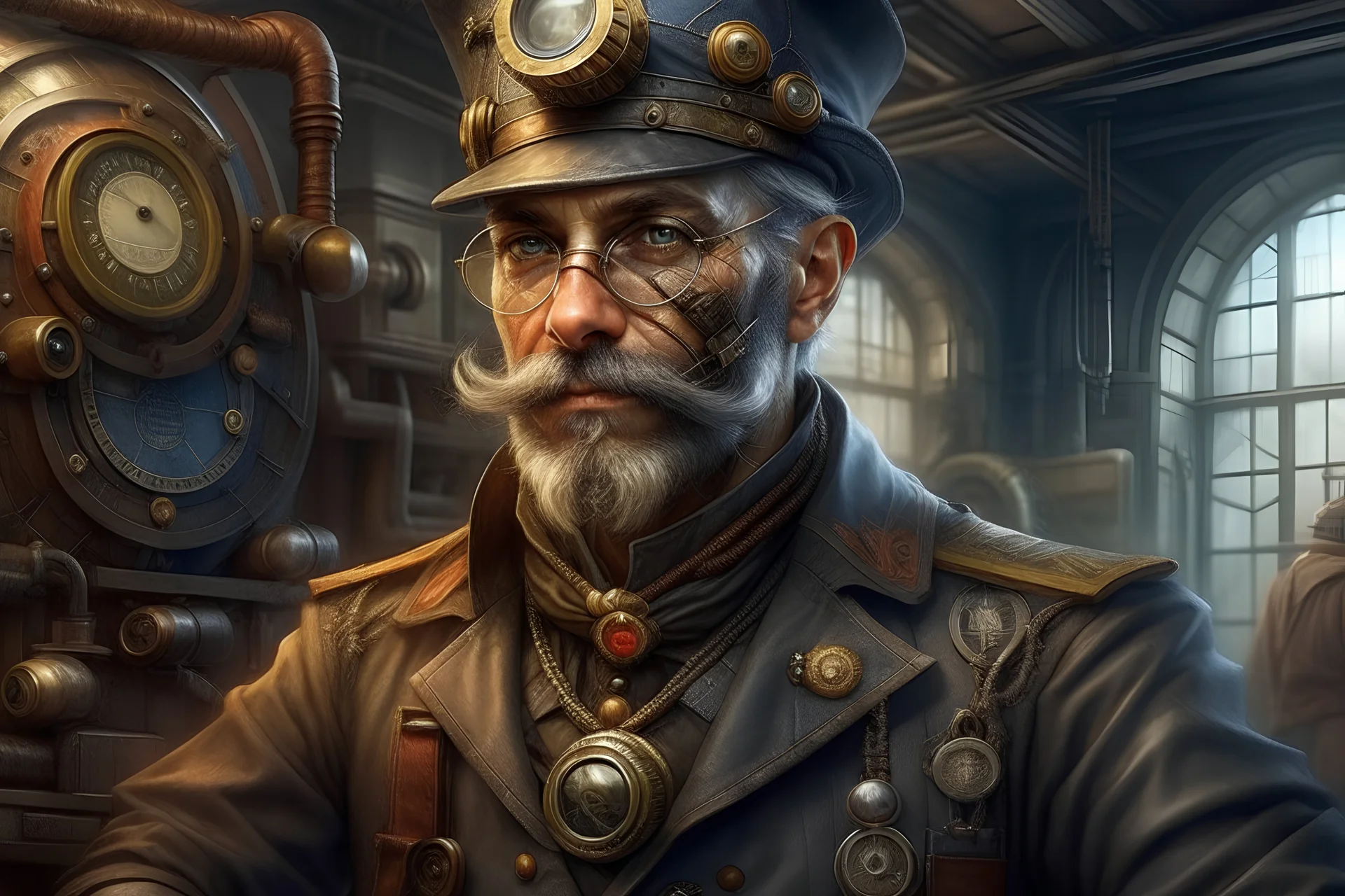 A highly detailed picture of a cross breed between a postman and a programmer, digital art, futurism, steampunk, brother Mario