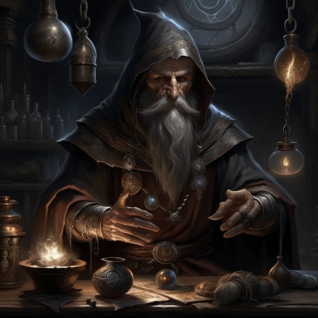 A celtric industrial era mage alchemist grimdark realistic