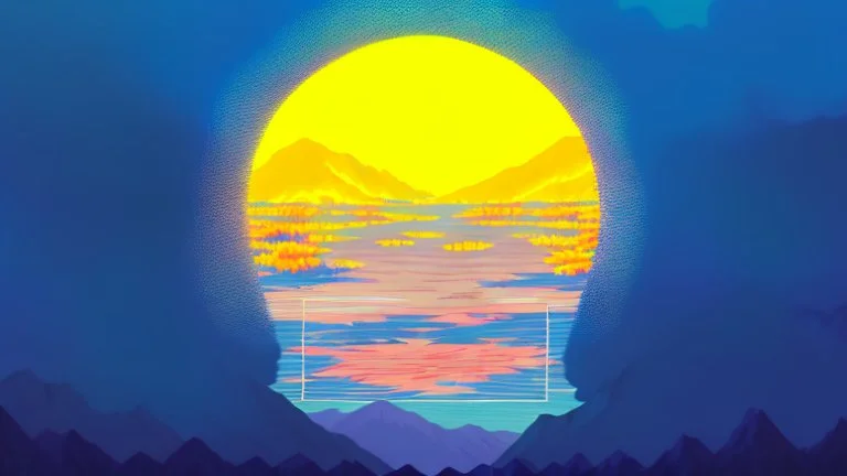 subject=(yeti), background=(mountains, alberta, forest fires, burning), time=(sunset), style=(vaporwave)