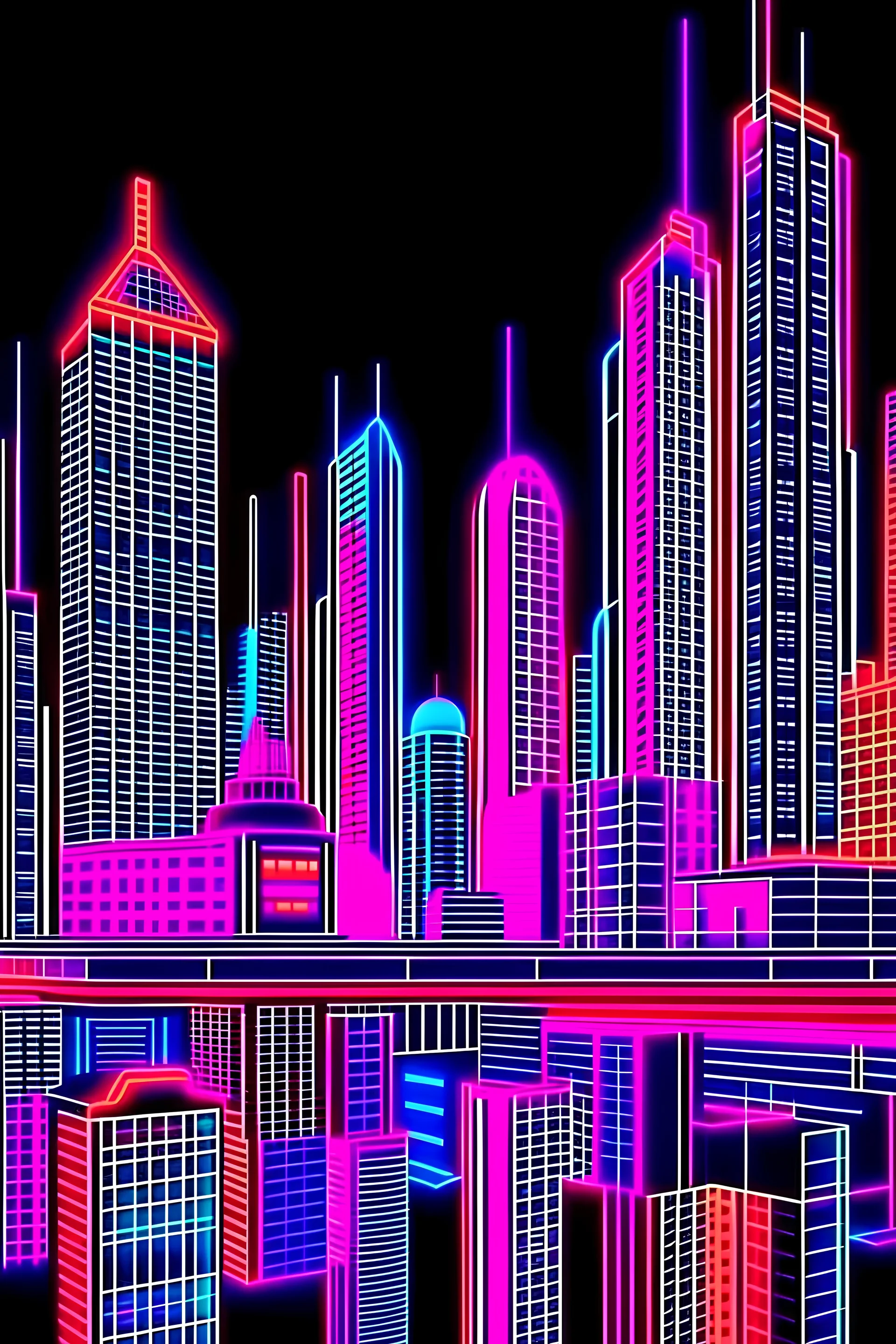 retro futurism city neon light