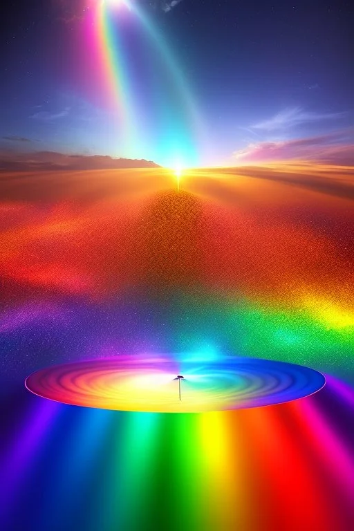 Beautiful ufo, galactic, rainbows, bright colours, blue, pink, gold, jewels, realistic, real photo, bright and sunny background, very detailed, high contrast,