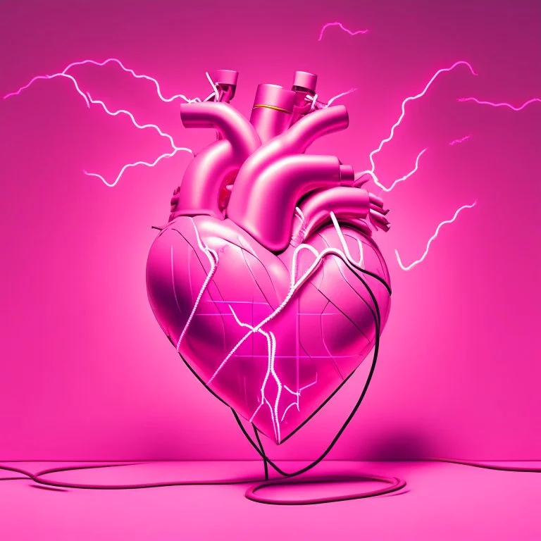 electric heart in a pink background