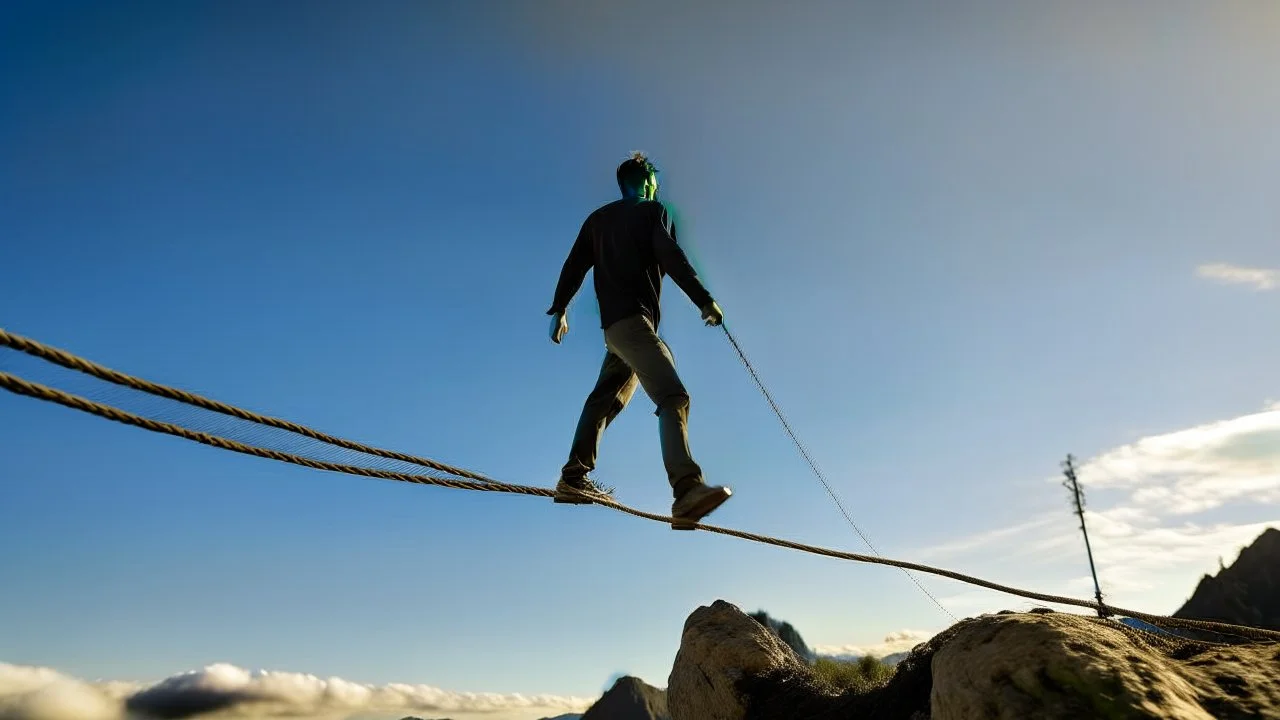 tighrope walking late afternoon