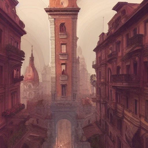 Bridges+Beaux Arts architecture+palladio+detailed facades+uphill road+trees+biopunk+Bueno Aires+turin+trieste+Chicago +Book illustration by Gediminas Pranckevičius, Jean Baptiste Monge, Brian Kesinger, Anton fadeev, Kilian Eng, strong lines, high contrast vibrant colors, highly detailed, 16k resolution, trending on behance""