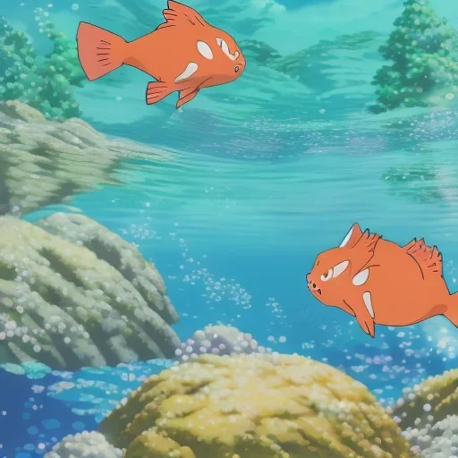  2 Orange fish and White cat friendly Celebrating christmas under the water