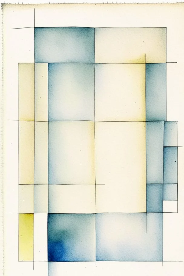 Abstract watercolor in the style of Agnes martin. Sketchy pencil outlines