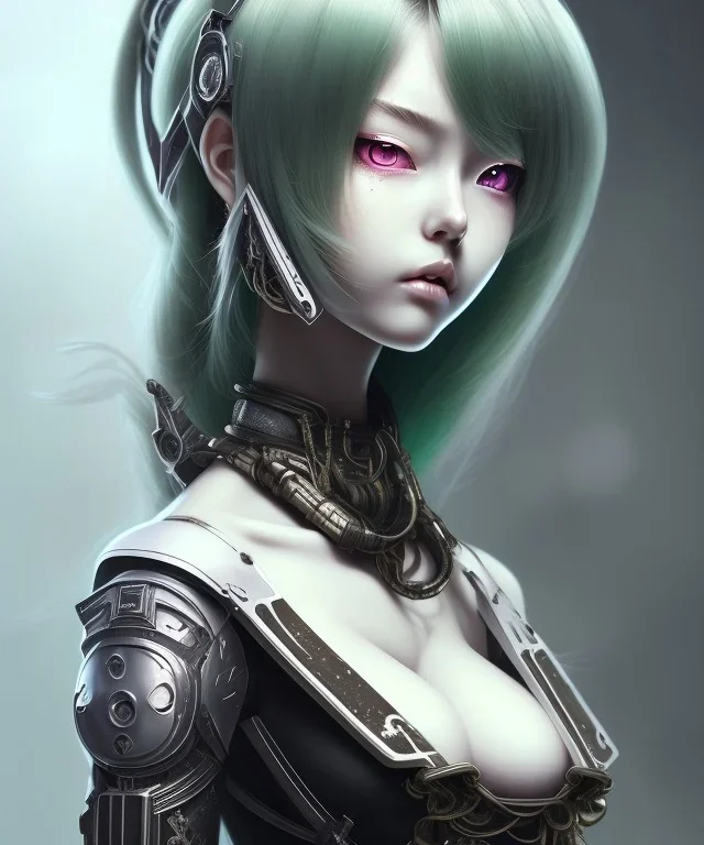 Detailed cute anime Kunoichi girl, brwon hair and green, black latex bodysuit, intricate details, full body portrait, keep head in frame, slight smile, black Japanese motif, concept art, highly detailed, digital painting, concept art, sharp focus, illustration, art by Yoji Shinkawa, WLOP and greg rutkowski and alphonse mucha and artgerm and yanjun Chen and Junji ito and Makoto Shinkai, HDR, octane render