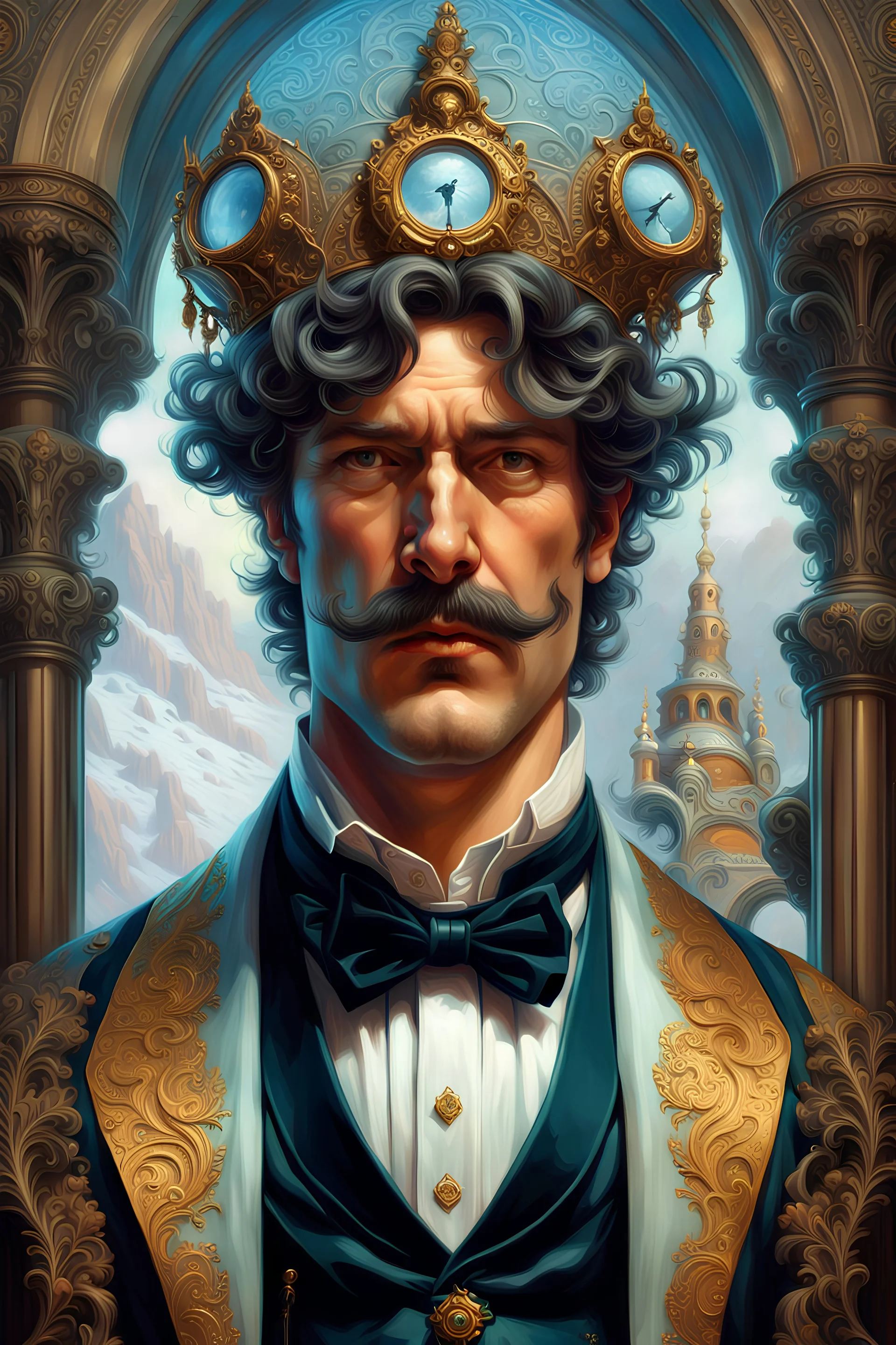 the weird guy, strange, unpopular, nerd, not cool, highly detailed face, by Mitch Griffiths, Gaston Bussiere, Frederic Leighton, Tom Bagshaw, Mucha, Intricate, Rococo, Scenic, Hyperdetailed, Delicate; Royo; mixed media, ethereal, fantasy, hyperdetailed, mist, Unreal Engine 5, 16k