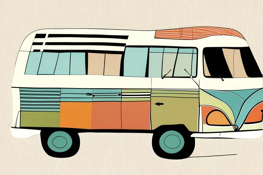 Campervan in thestyle of paul klee