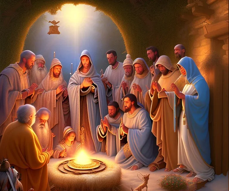 mdjrny-v4 style, the Nativity scene with brown people, detailed, photo realistic, cinematic, by drew struzan