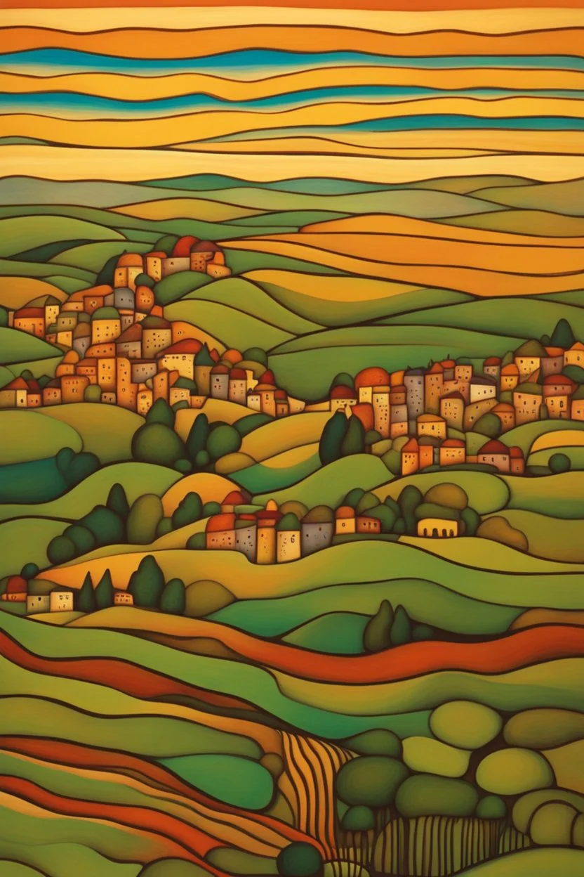 The endless undulations of hills and valleys; Hundertwasser; Golden Hour