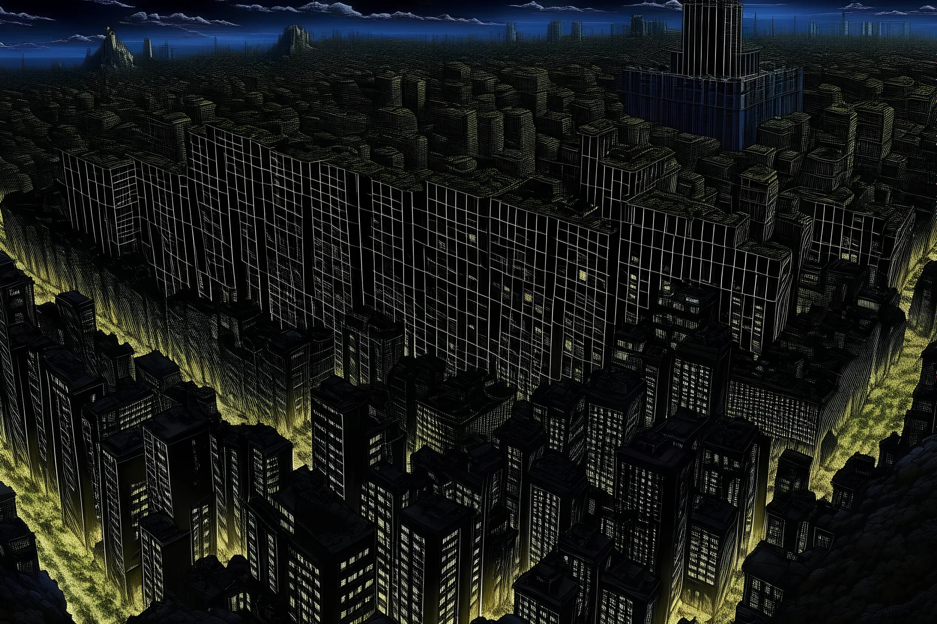 city made of obsidian anime