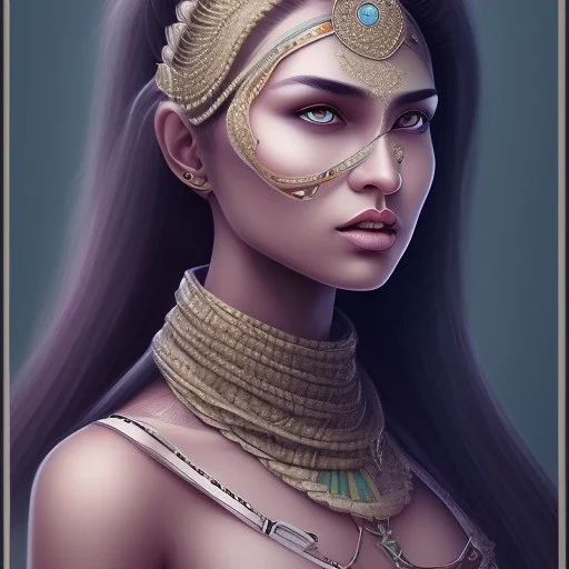 fantasy setting, indian woman, half-hawk haircut