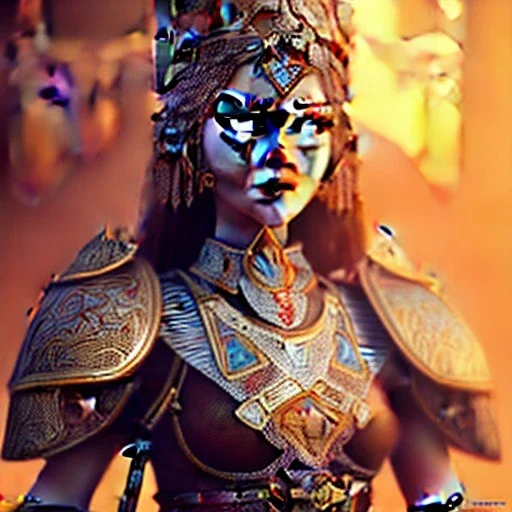 portrait of a warrior with ottoman beautiful girl themed armour, extremely detailed, UHD, 8k,The close-up camera effect,sharp focus, perfect position,hyperphotorealistic, unreal engine 5, octane render