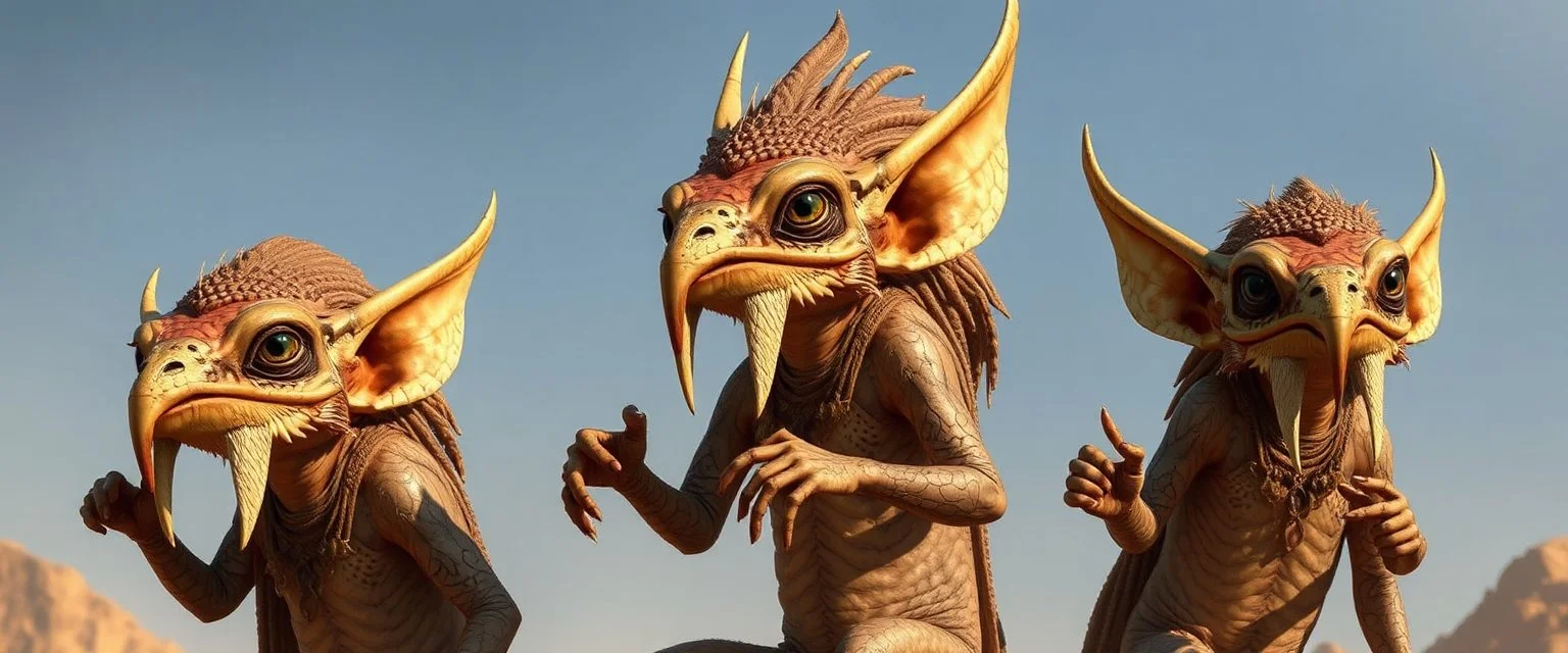 realistic rendering Portrait of the gremlin Apkallu sages who were sent by the god Ea to teach civilization to humanity before the flood. They were depicted as half-human and half-fish or bird, and were associated with wisdom, magic, and culture.