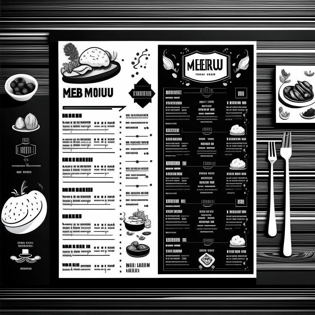 restaurant menu vector white and black