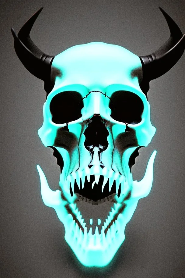 a devil's skull with circuitry for horns