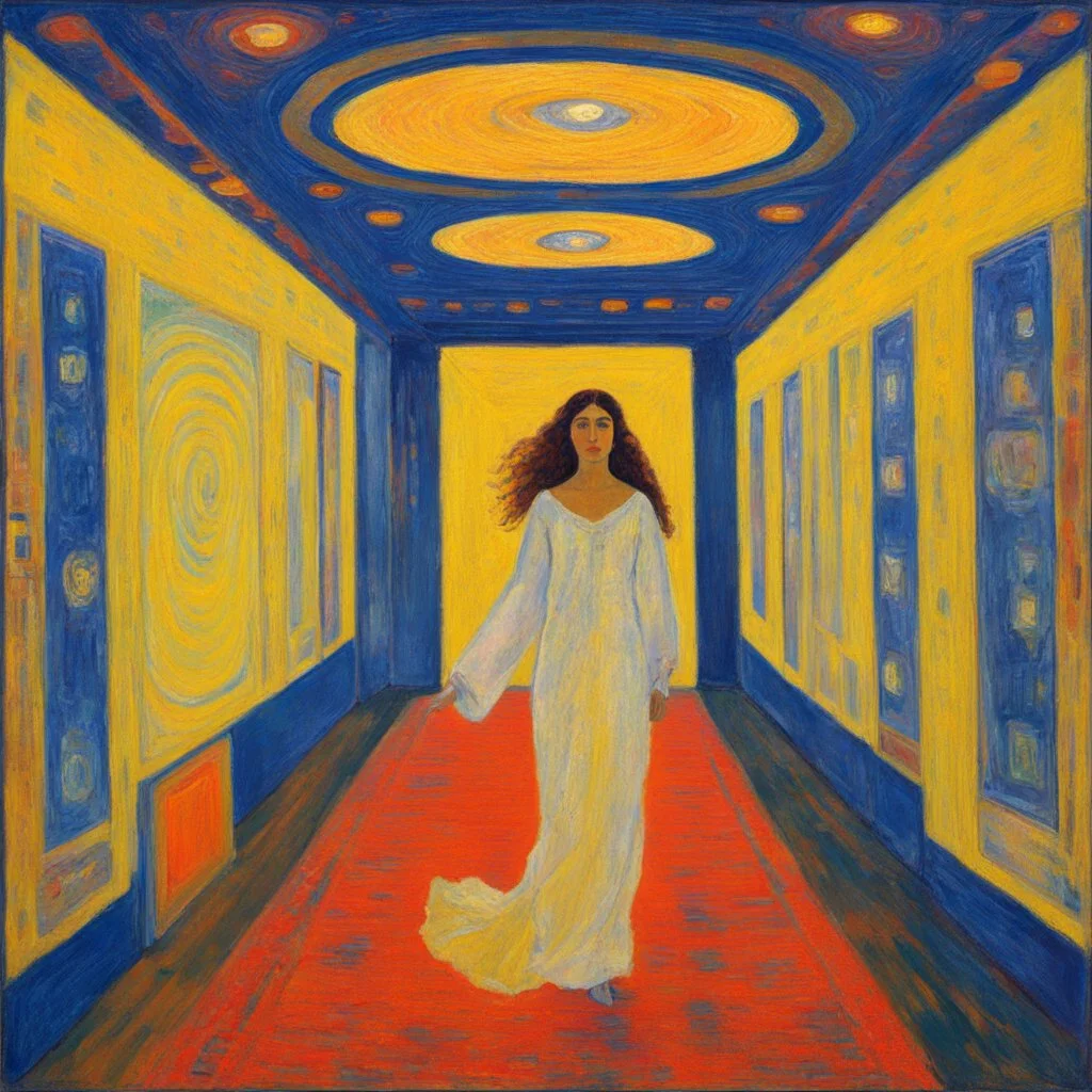 [art by Pierre Bonnard] Maria Magdalena's spirit weaves through the neon-lit corridors, imbuing the spaceship with a sacred presence that transcends time and space. As the enigmatic whispers of Maria Magdalena guide the machines on their cosmic journey, a transcendent union of past and future unfolds, illuminating the path towards a higher understanding of the universe's mysteries.