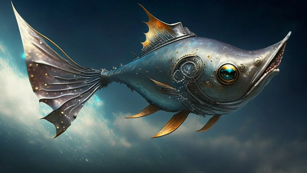 a flying metal fish of the universe