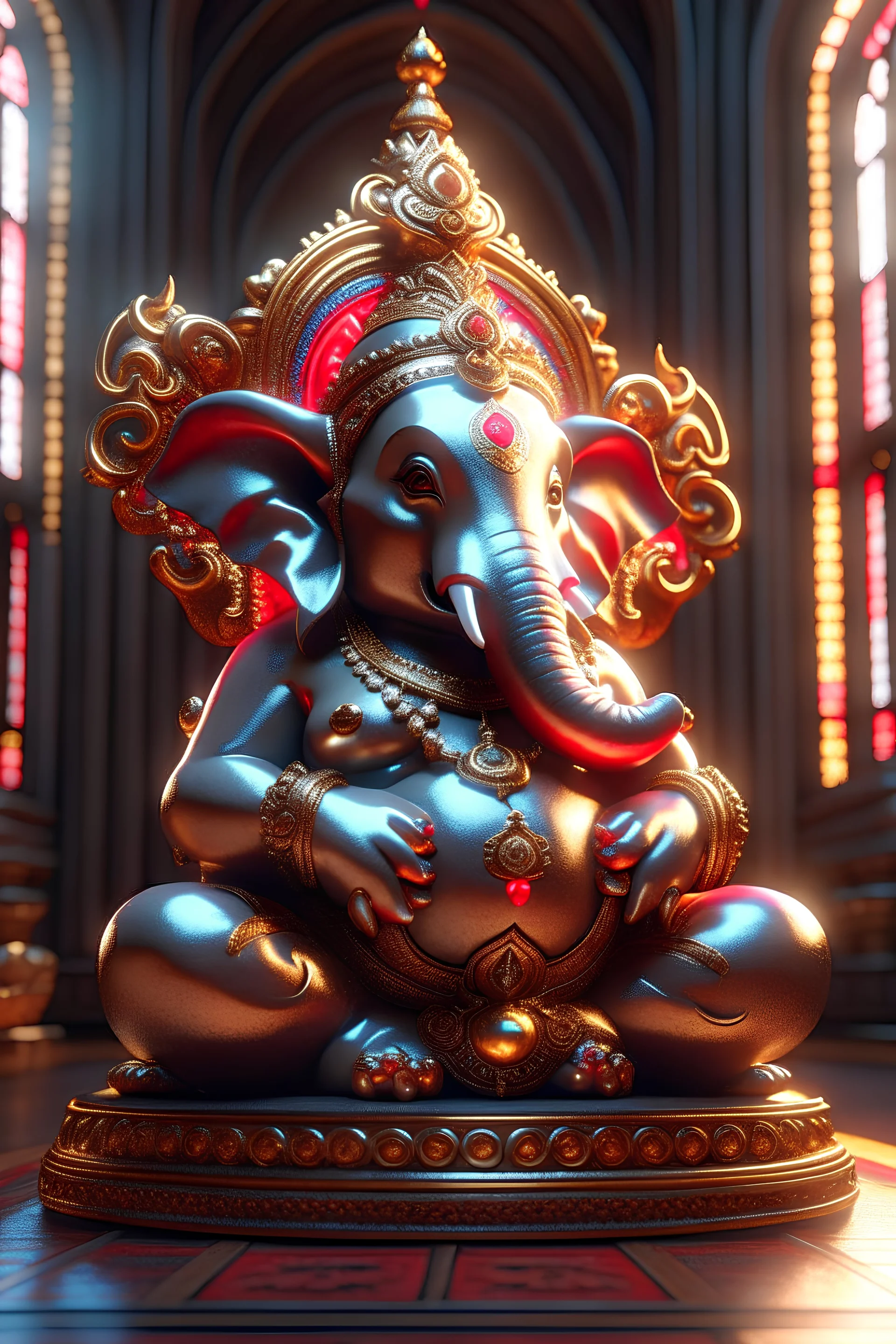 god ganesh , RTX, lumen lighting, ultra detail, volumetric lighting, 3d