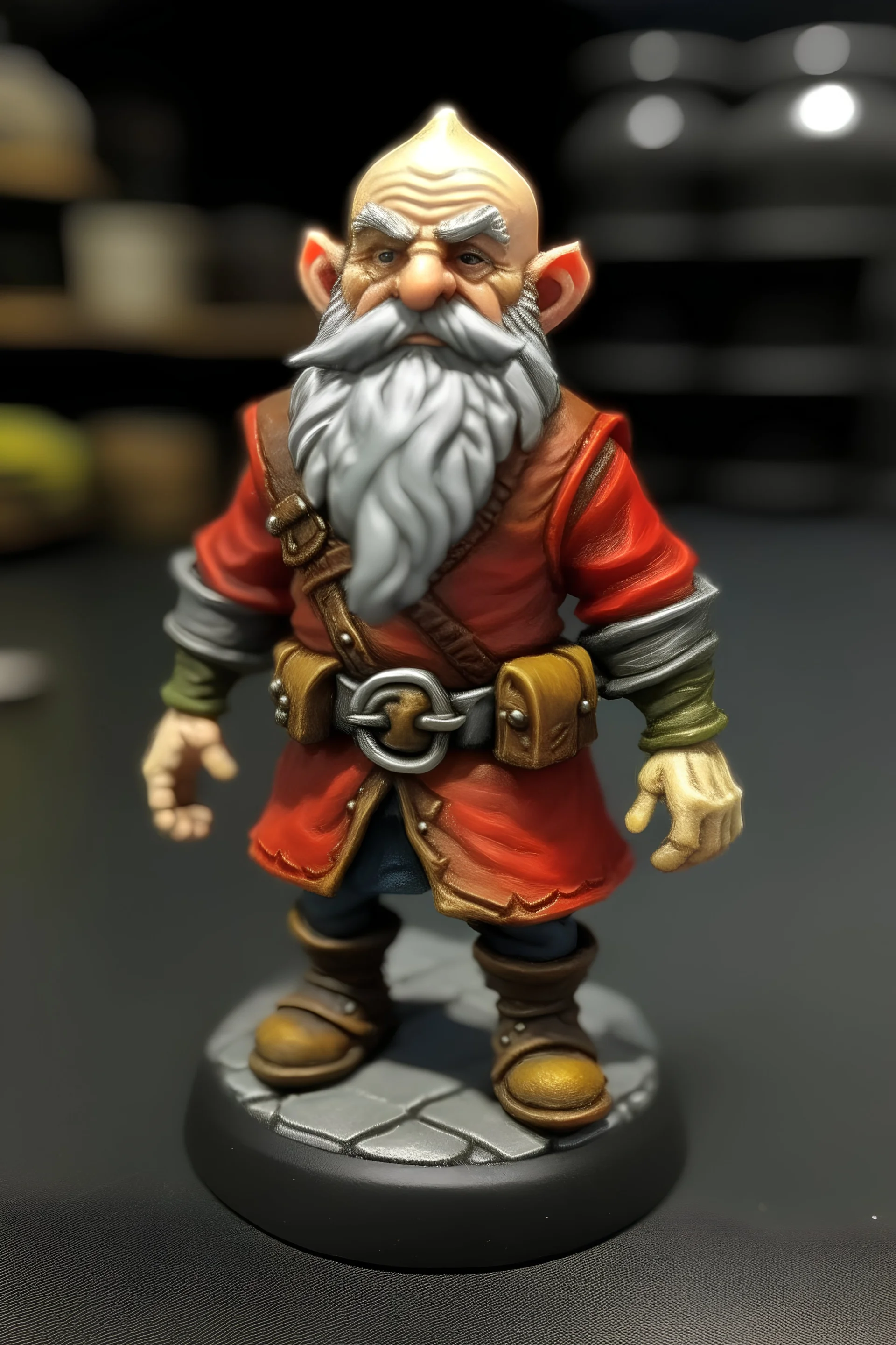 bald, elderly dnd grey gnome with red beard and no hat