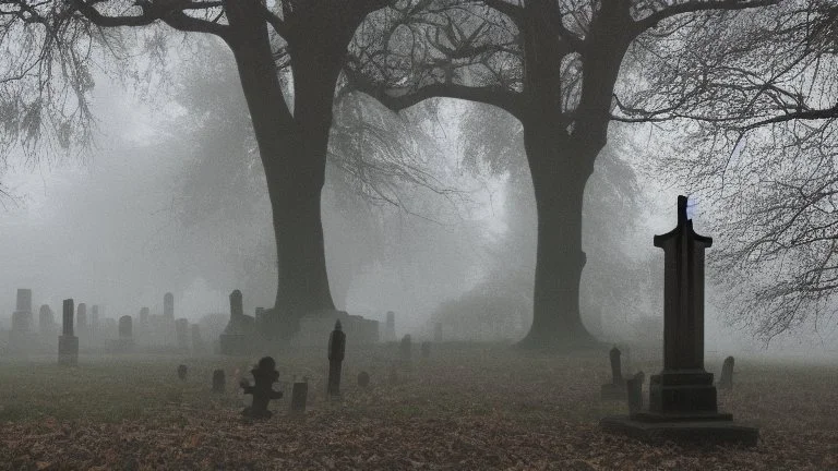 misty ghost in the graveyard