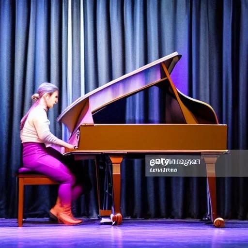 woman playing piano on stage