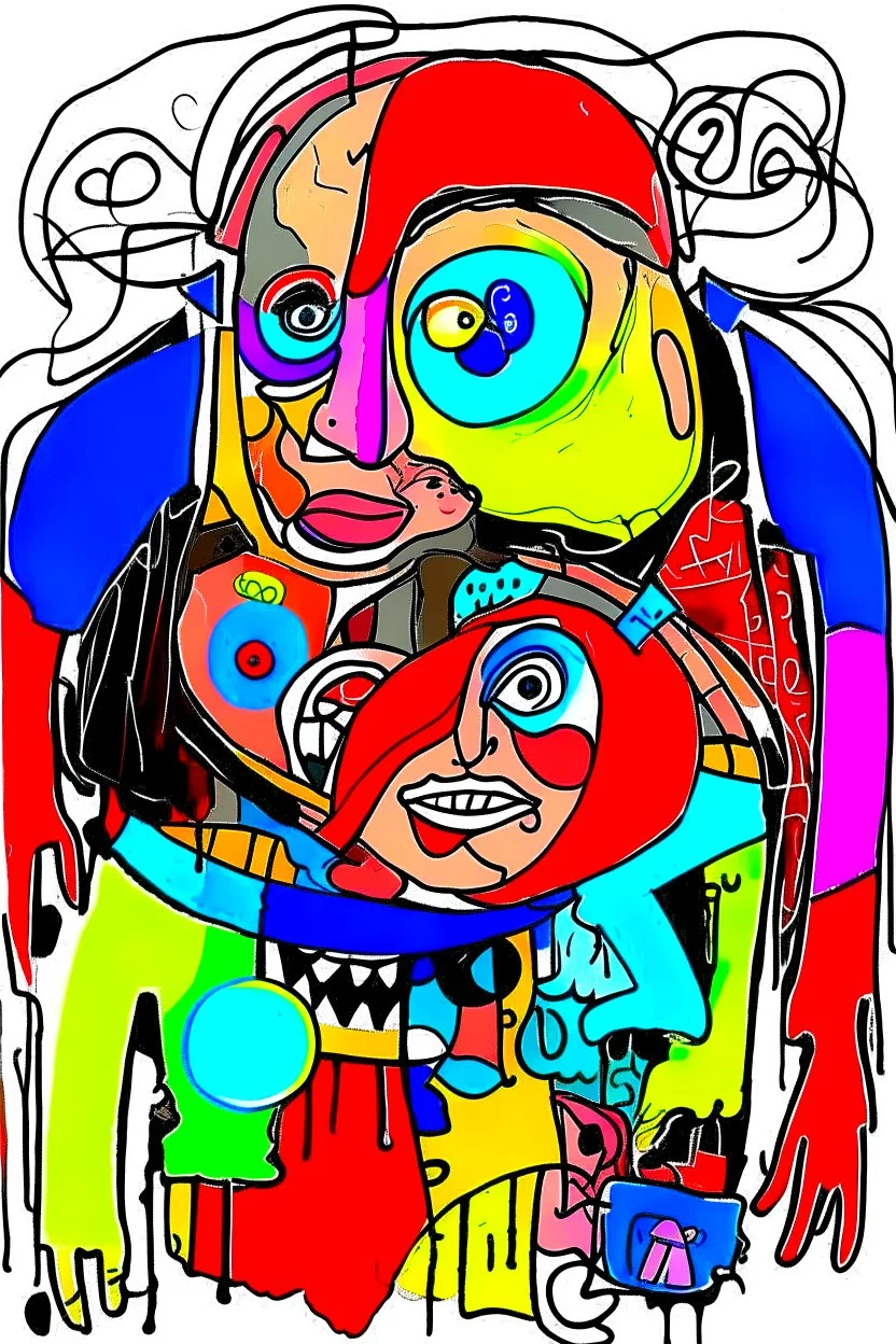 expressionism, Pixar style, in abstract art Basquiat, Picasso, Miro, Kandinsky, Klee, Birell, Fairey, Ardon, Buffet and Picasso style, HD --s 750 --v 5.1 --style raw, water color