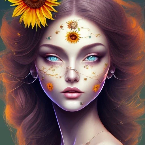 sunflower goddess, green eyes