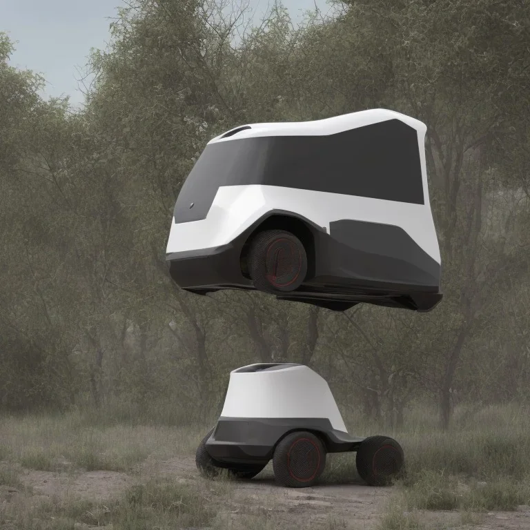 An electric recreational vehicle, an autonomous concept vehicle, which turns from a vehicle into a small house by inflating