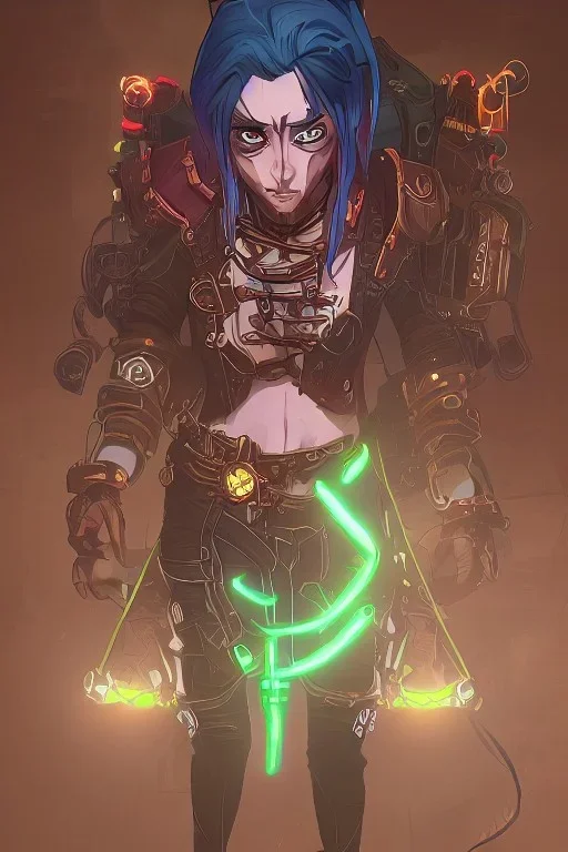 steampunk elf in a neon city