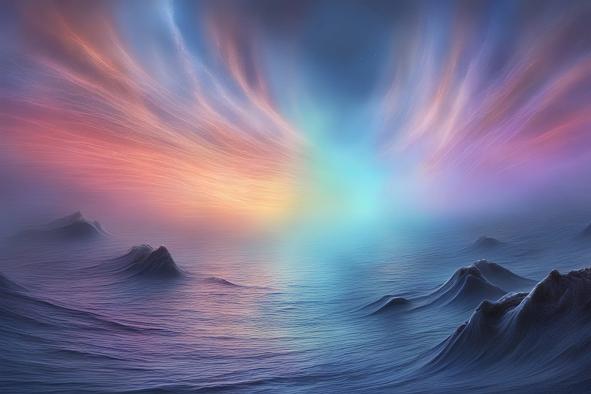 Colorful expressive painting of stars, galaxy, fog colorful vapor trails emptying into a sea of waves, moody lighting, 8 k resolution, octane render, trending on art station, by h. r. Giger and Greg Rutkowski , haze, ultra-detailed, film photography, light leaks, Larry Bud Melman, trending on art station, sharp focus, studio photo, intricate details, highly detailed, by Greg Rutkowski