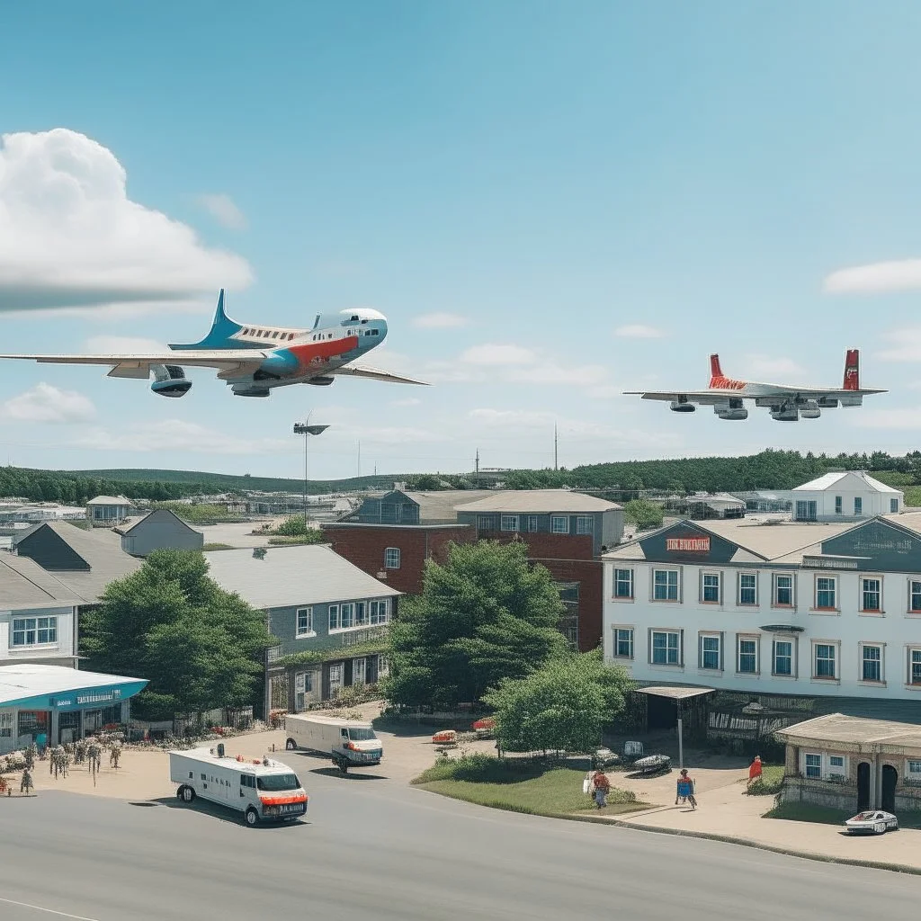 kingston town with planes flying around