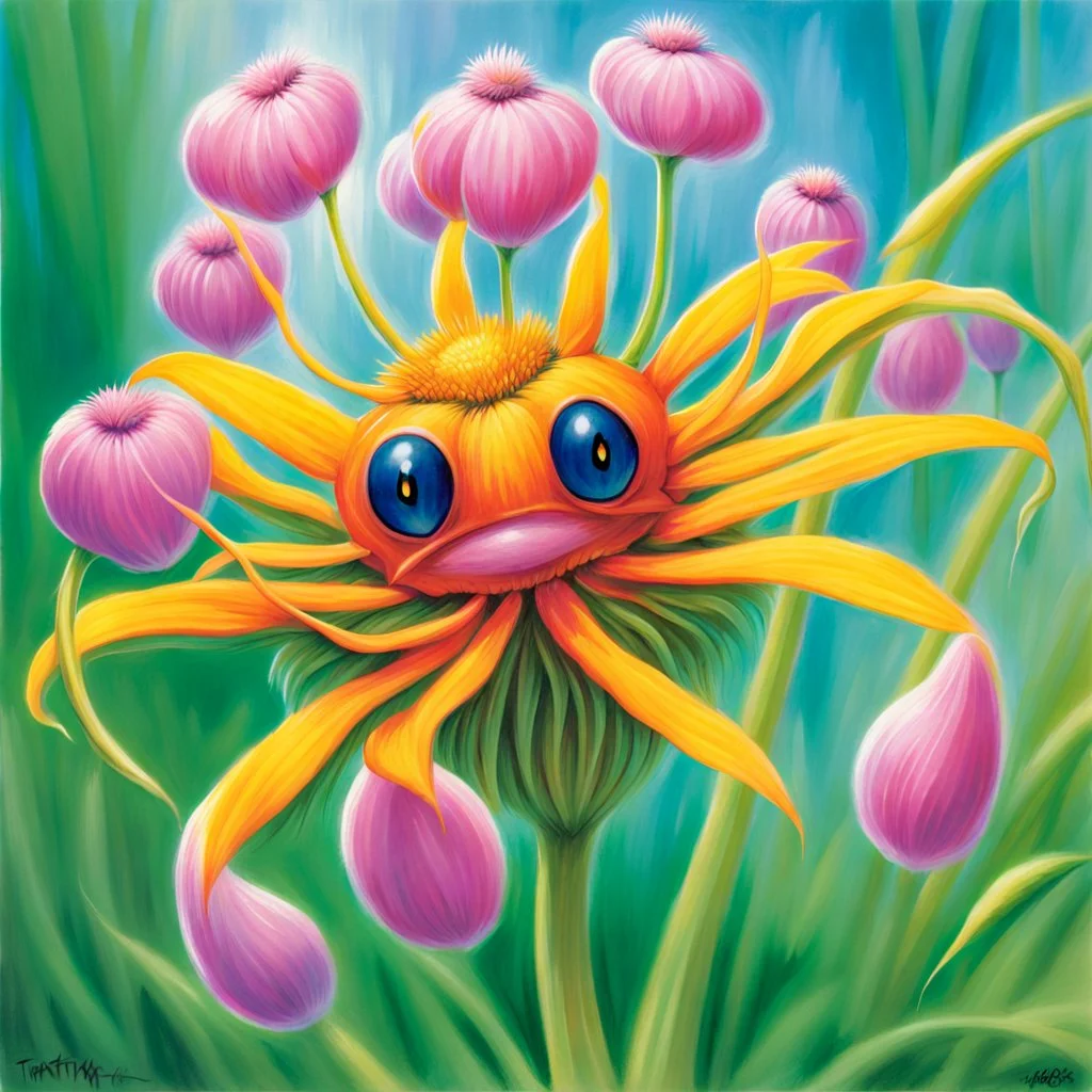 fantasy 90's tcg art of fantasy flower creature