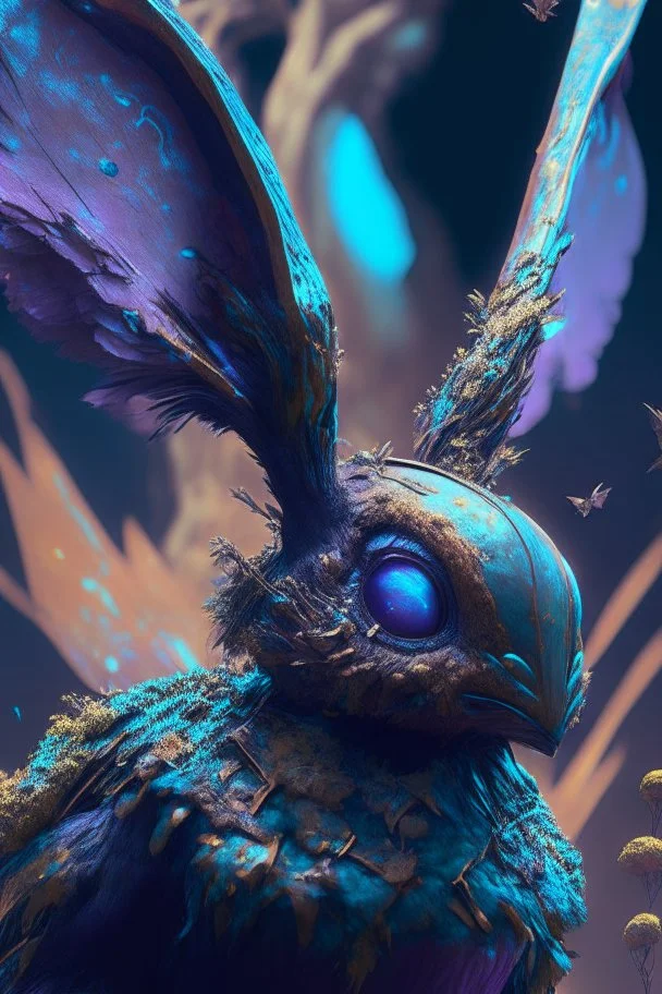 bunny bird alien,FHD, detailed matte painting, deep color, fantastical, intricate detail, splash screen, complementary colors, fantasy concept art, 32k resolution trending on Artstation Unreal Engine 5