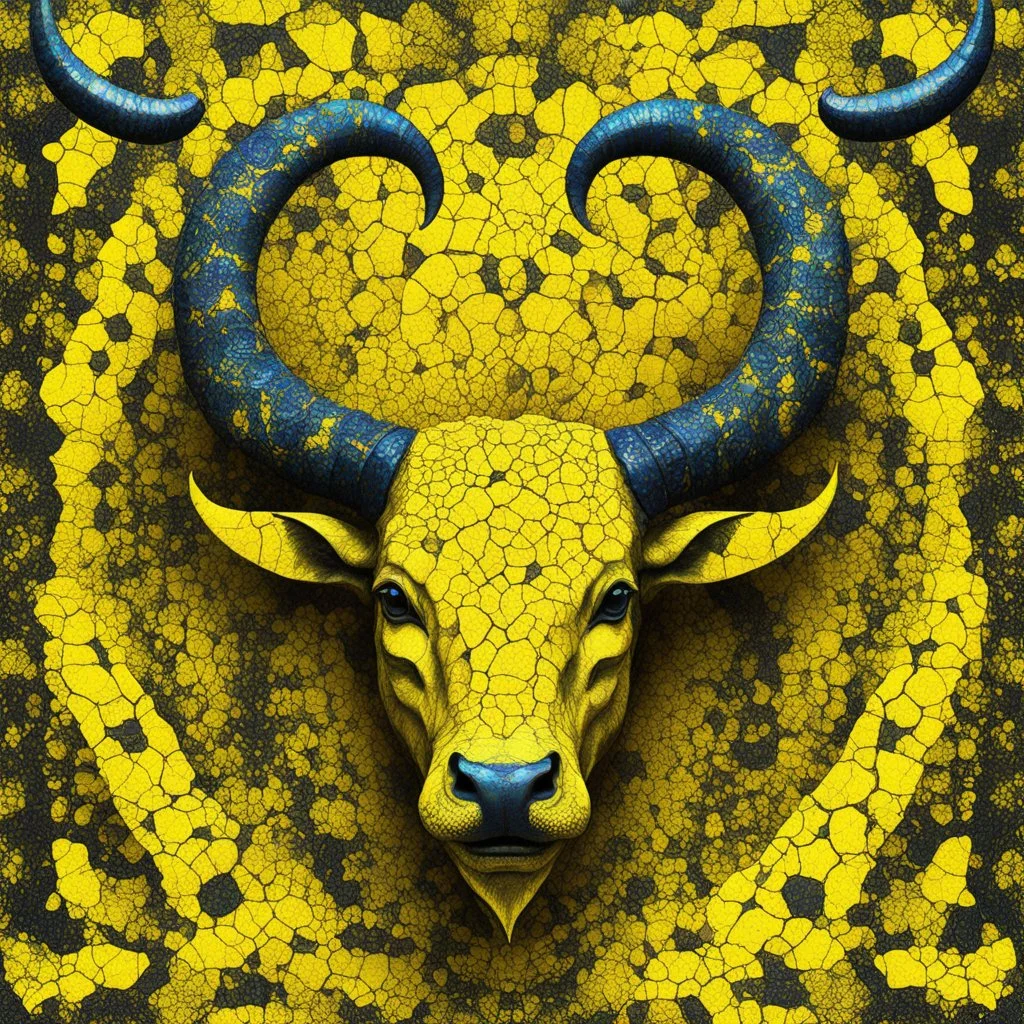 Yellow and crackled Torturous Horns- psychedelic AI Art
