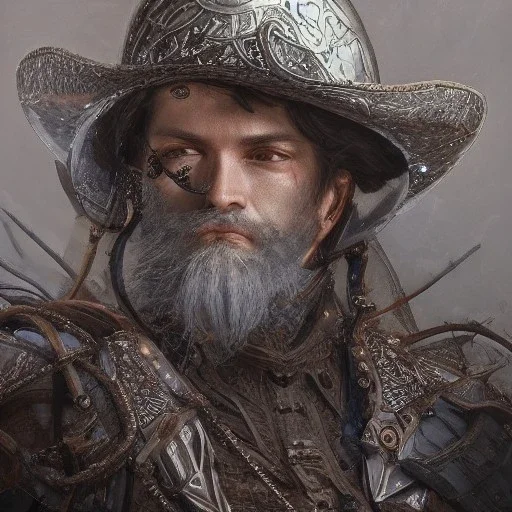 Insanely detailed photograph of an “portrait of an D&D Echo Knight ”, intricate embroidered cowboy hat, stern clear face and hyperdetailed painting by Ismail Inceoglu Huang Guangjian and Dan Witz CGSociety ZBrush Central fantasy art album cover art,8K, hdr, epic, mysterious, ominous, hands focused on a glowing D20, jewelry, motivated