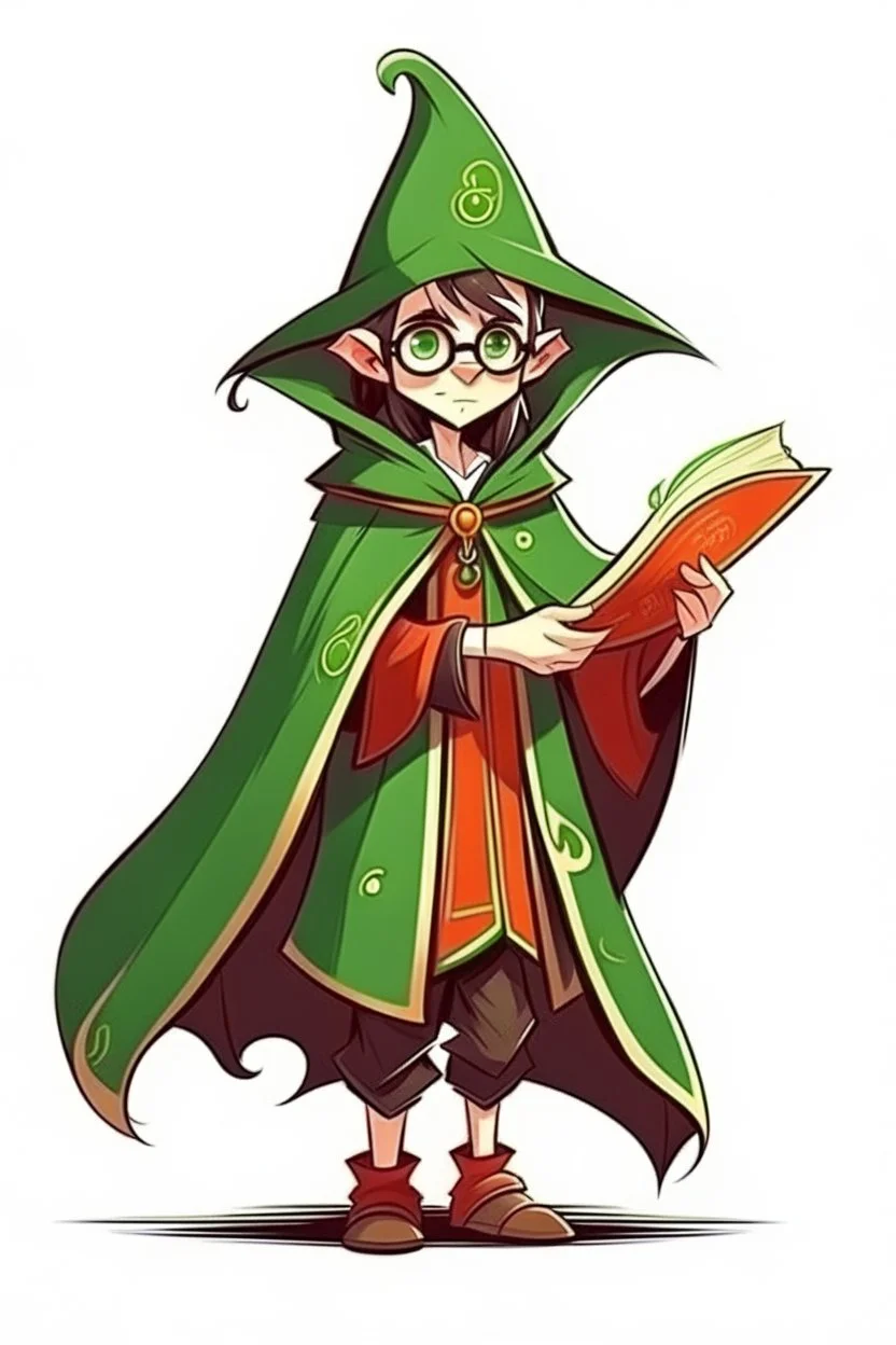 young elf student wizard with a D on his robes