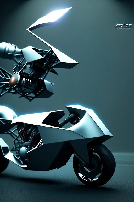 futuristic mechanical motorbike on white background, photorealistic, 3D, Unreal Engine, 4K