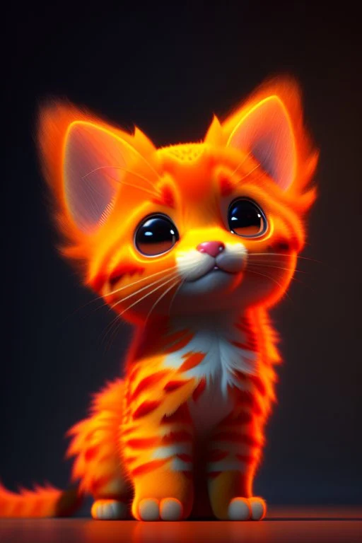 furry orange kitten, Pixar style