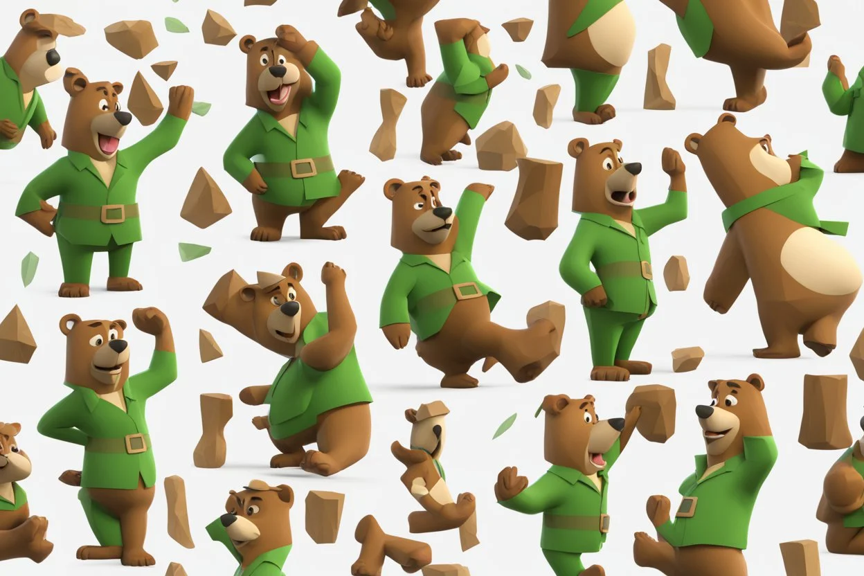 low poly 3d model of yogi bear