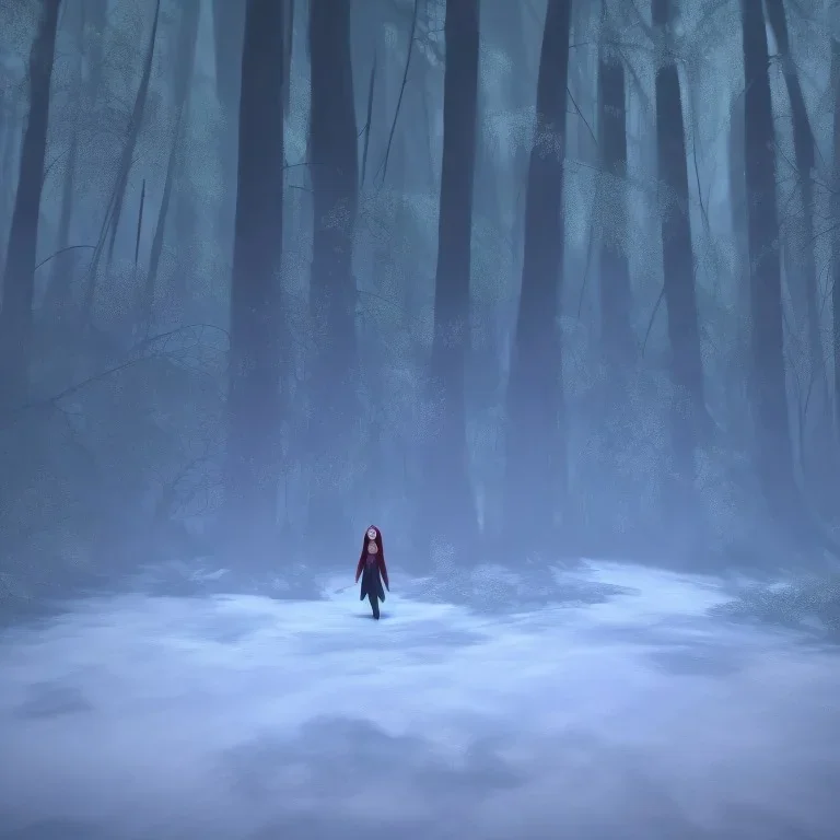 portrait of a female vampire in forest under full moon