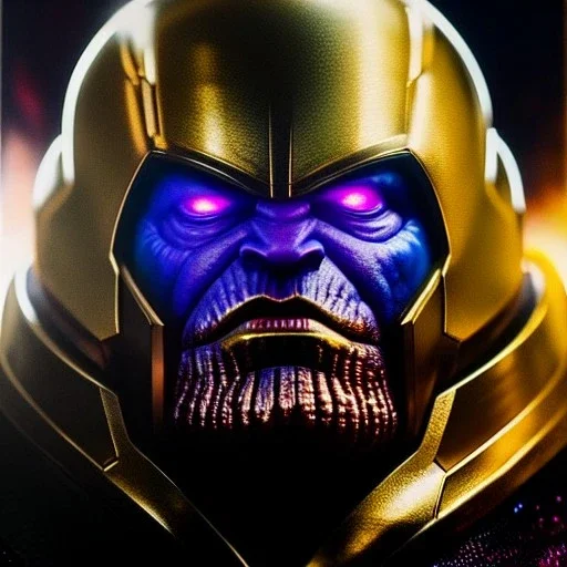 Ultra detailed fullbody Portrait in oil on canvas of Thanos fusion Darkseid with Helmet and Armor,intense stare,extremely detailed digital painting, extremely detailed face,crystal clear Big eyes, mystical colors ,perfectly centered image, perfect composition, rim light, beautiful lighting,masterpiece,8k, stunning scene, raytracing, anatomically correct, in the style of robert e howard and Ken Kelley and Ohrai Noriyoshi and Simon Bisley and tomzj1