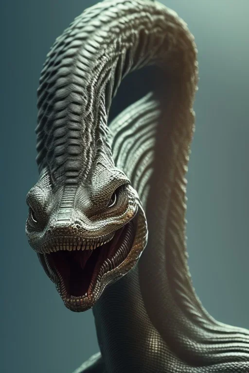 snake alien, head,8 eyes, evil, 8k, with hairs, finely detailed, photo realistic