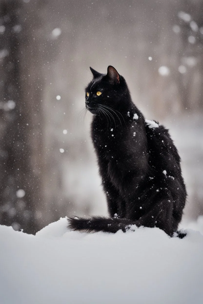 eine schwarze katze im schnee