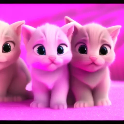 pink Cute kittens playing