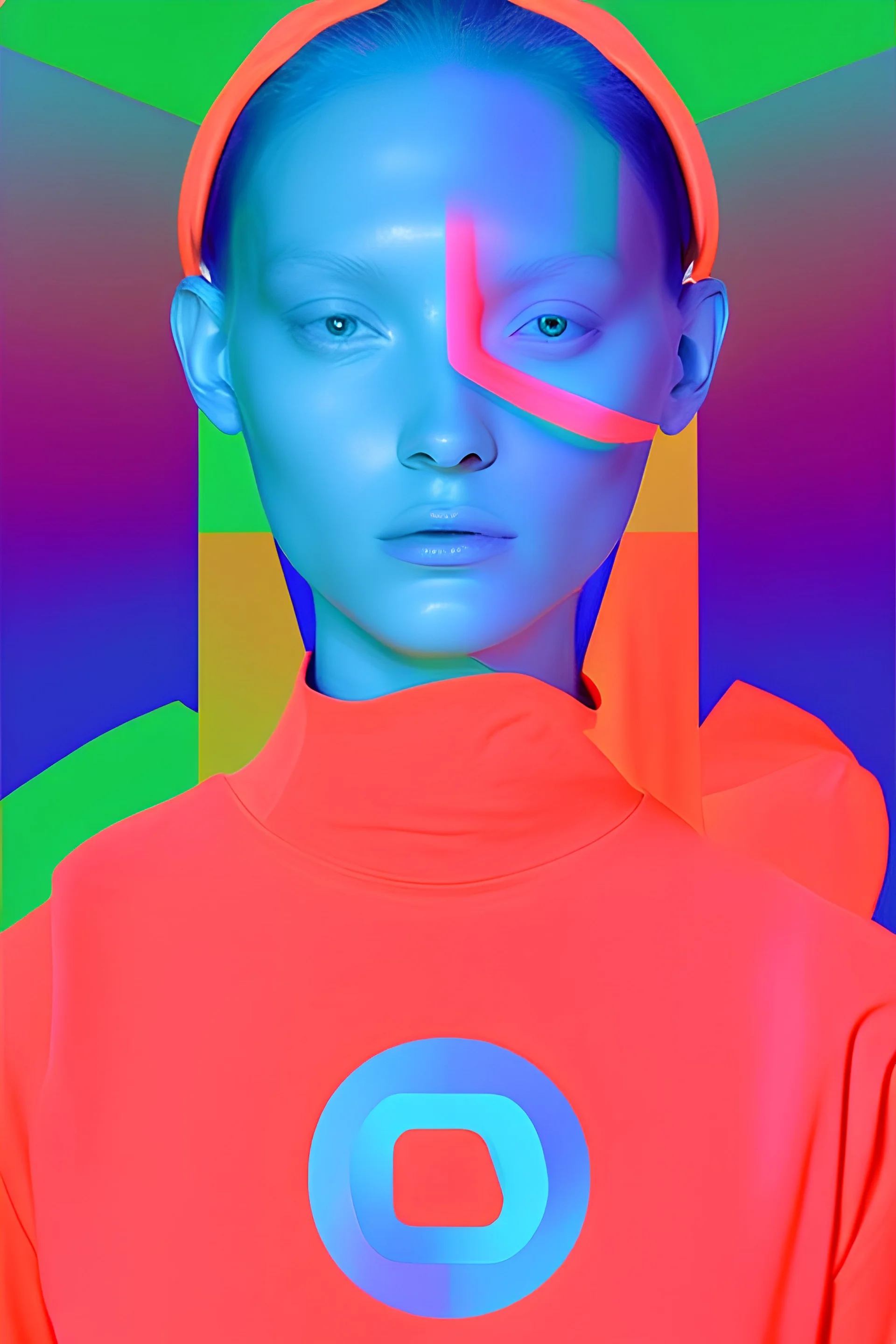 I would like a logo for AI Wear which is a unisex clothing brand that features designs generated by artificial intelligence. The logo should be modern, bold and attention-grabbing, while reflecting technology and innovation. Colors: The color palette should be bright and energetic, but not too garish