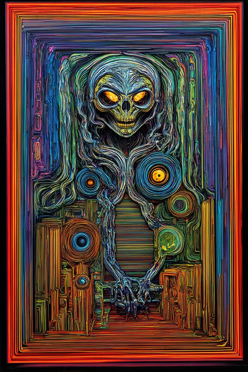 Shadow work; in the style of Hundertwasser and Giger